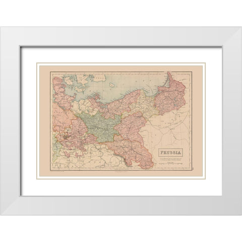 Europe Prussia Germany - Black 1867 White Modern Wood Framed Art Print with Double Matting by Black