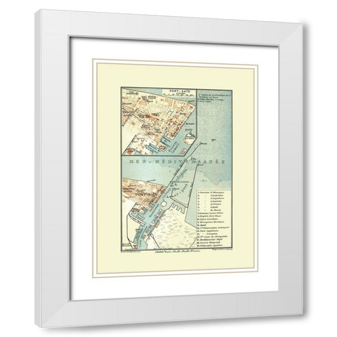 Port Said Egypt - Baedeker 1913 White Modern Wood Framed Art Print with Double Matting by Baedeker