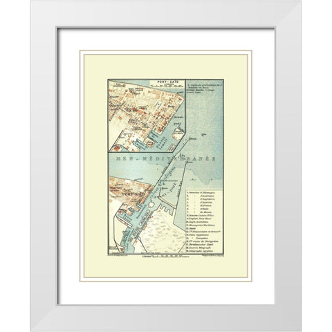 Port Said Egypt - Baedeker 1913 White Modern Wood Framed Art Print with Double Matting by Baedeker