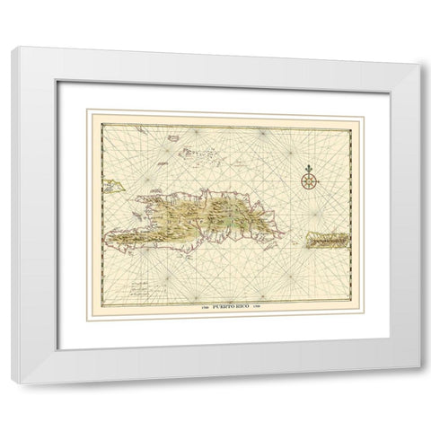 Caribbean Puerto Rico - 1769 White Modern Wood Framed Art Print with Double Matting by Unknown