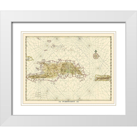 Caribbean Puerto Rico - 1769 White Modern Wood Framed Art Print with Double Matting by Unknown