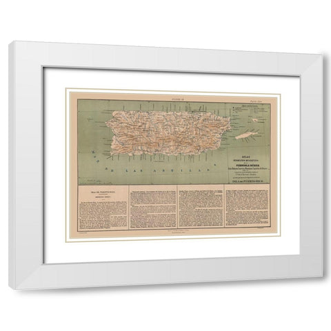 Puerto Rico - Valverde 1880 White Modern Wood Framed Art Print with Double Matting by Valverde