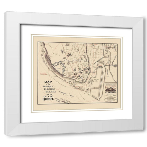 Quebec Electric Railway Canada - 1896 White Modern Wood Framed Art Print with Double Matting by Unknown