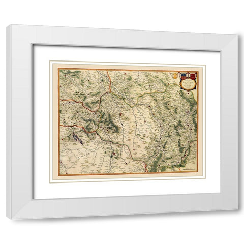 Reims Region France - Blaeu 1635 White Modern Wood Framed Art Print with Double Matting by Blaeu
