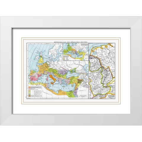 Europe Roman Empire - Droysen 1886 White Modern Wood Framed Art Print with Double Matting by Droysen