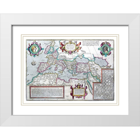 Europe Roman Empire - Ortelius 1570 White Modern Wood Framed Art Print with Double Matting by Ortelius