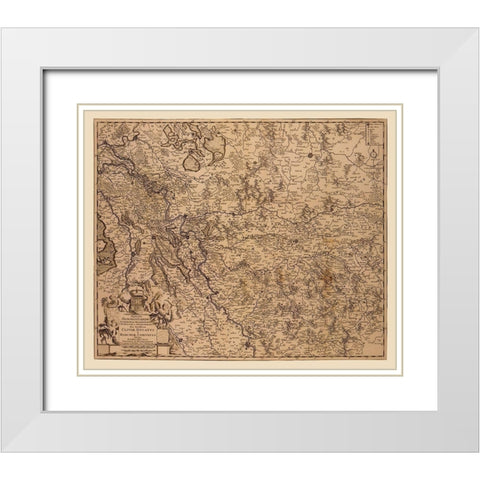 Rhine River Valley Germany - De Wit 1690 White Modern Wood Framed Art Print with Double Matting by De Wit