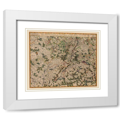 Moselle River Basins Germany France Luxembourg White Modern Wood Framed Art Print with Double Matting by Visscher