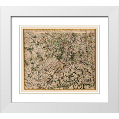 Moselle River Basins Germany France Luxembourg White Modern Wood Framed Art Print with Double Matting by Visscher
