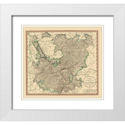 Upper Lower Rhine Germany - Cary 1835 White Modern Wood Framed Art Print with Double Matting by Cary