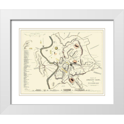 Ancient Rome Italy - Clarke 1830 White Modern Wood Framed Art Print with Double Matting by Clarke