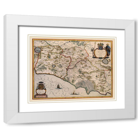 Rome Region Italy - Blaeu 1640 White Modern Wood Framed Art Print with Double Matting by Blaeu