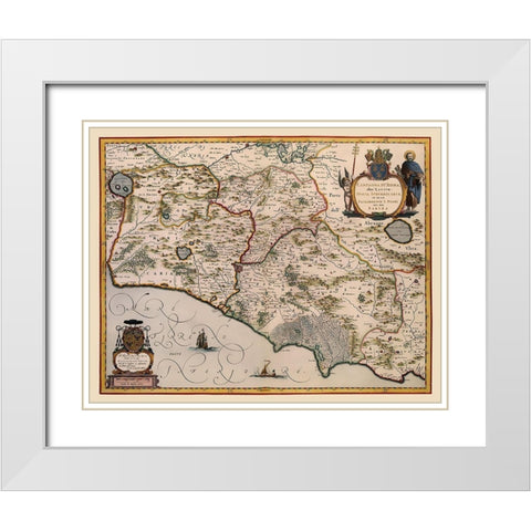 Rome Region Italy - Blaeu 1640 White Modern Wood Framed Art Print with Double Matting by Blaeu