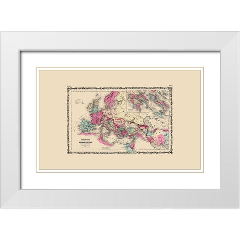 Mediterranean Roman Empire - Johnson 1860 White Modern Wood Framed Art Print with Double Matting by Johnson