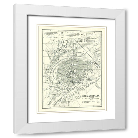 Sibiu Hermannstadt Romania - Baedeker 1896 White Modern Wood Framed Art Print with Double Matting by Baedeker