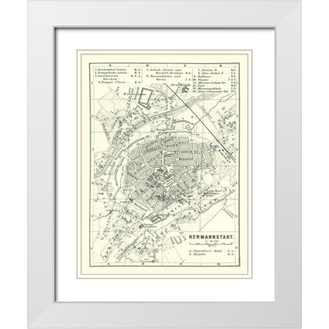 Sibiu Hermannstadt Romania - Baedeker 1896 White Modern Wood Framed Art Print with Double Matting by Baedeker