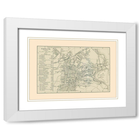 Teplitz Germany - Baedeker 1896 White Modern Wood Framed Art Print with Double Matting by Baedeker