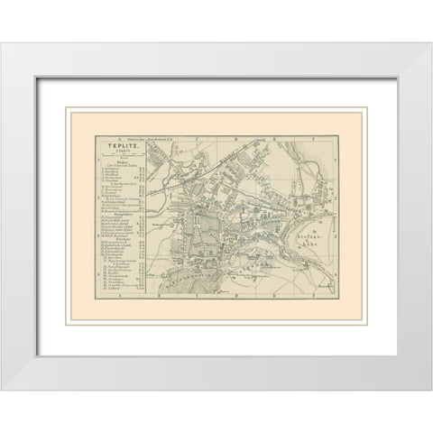 Teplitz Germany - Baedeker 1896 White Modern Wood Framed Art Print with Double Matting by Baedeker