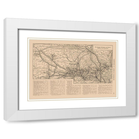 Chicago, Burlington, Quincy White Modern Wood Framed Art Print with Double Matting by Reynold