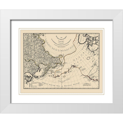 Russian Discoveries North America - Sayer 1775 White Modern Wood Framed Art Print with Double Matting by Sayer