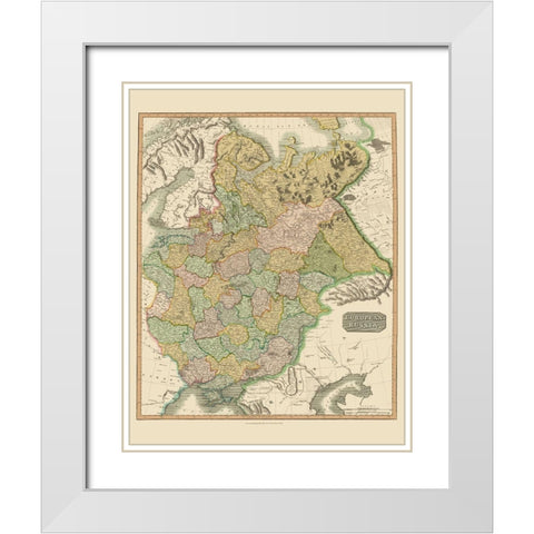 Russia - Thomson 1815 White Modern Wood Framed Art Print with Double Matting by Thomson