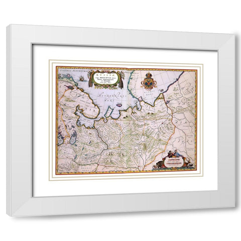 Moscovia Russia - Blaeu 1638 White Modern Wood Framed Art Print with Double Matting by Blaeu