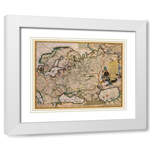 Europe Russia - Visscher 1681 White Modern Wood Framed Art Print with Double Matting by Visscher