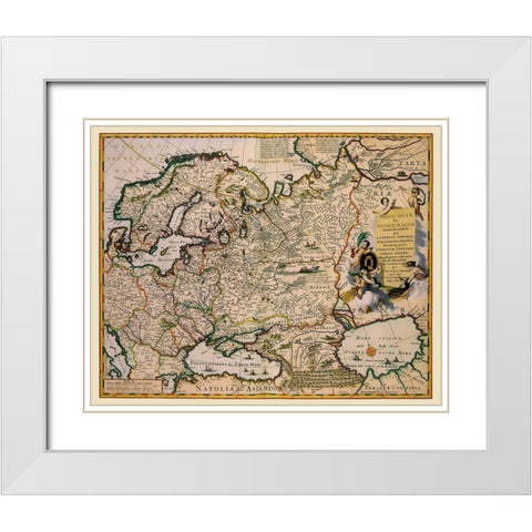 Europe Russia - Visscher 1681 White Modern Wood Framed Art Print with Double Matting by Visscher