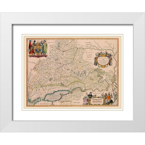 Southern Russia - Blaeu 1638 White Modern Wood Framed Art Print with Double Matting by Blaeu