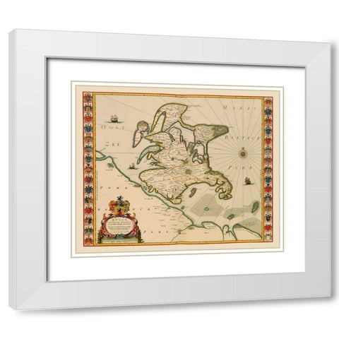 Rugia Island Germany - Blaeu 1631 White Modern Wood Framed Art Print with Double Matting by Blaeu