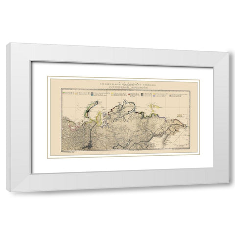 Arctic Ocean Coast Russia - Buache 1874 White Modern Wood Framed Art Print with Double Matting by Buache