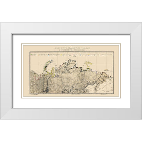 Arctic Ocean Coast Russia - Buache 1874 White Modern Wood Framed Art Print with Double Matting by Buache