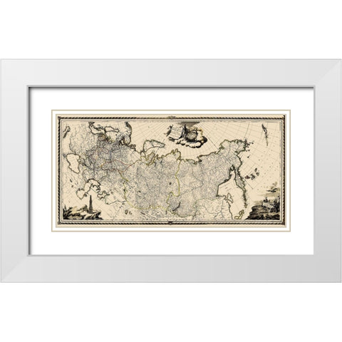 Russia - Santini 1782 White Modern Wood Framed Art Print with Double Matting by Santini
