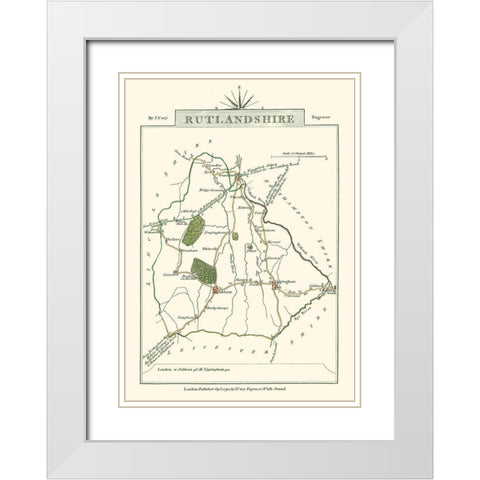 Rutlandshire County England - Cary 1792 White Modern Wood Framed Art Print with Double Matting by Cary