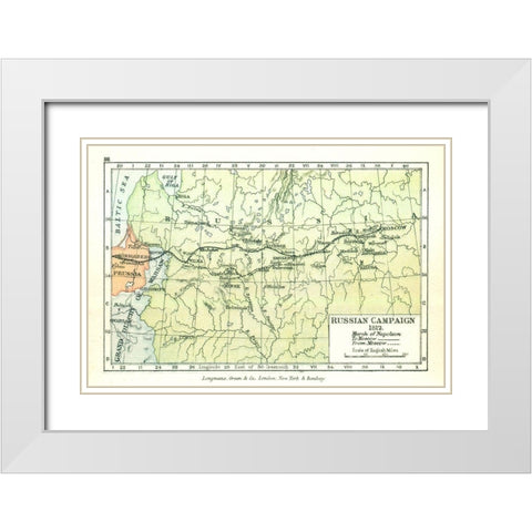 Russian Campaign 1812 Russia - Gardiner 1902 White Modern Wood Framed Art Print with Double Matting by Gardiner