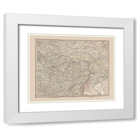 Europe Central Russia - Stieler 1885 White Modern Wood Framed Art Print with Double Matting by Stieler