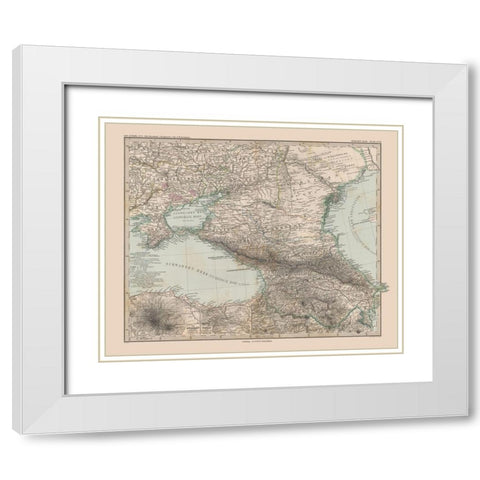 South Central Russia Europe - Stieler 1885 White Modern Wood Framed Art Print with Double Matting by Stieler