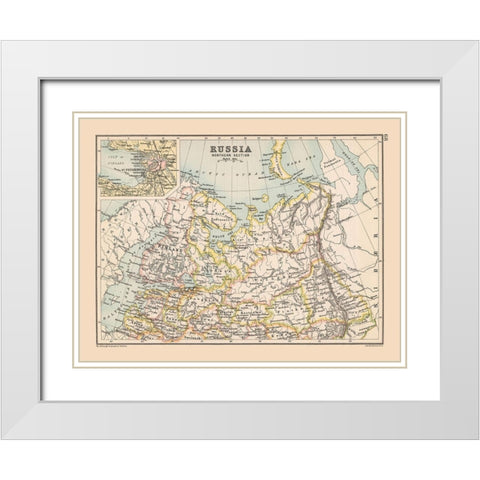 Northwestern Russia - Bartholomew 1892 White Modern Wood Framed Art Print with Double Matting by Bartholomew