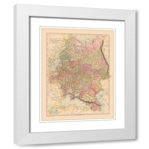 Russia - Black 1867 White Modern Wood Framed Art Print with Double Matting by Black