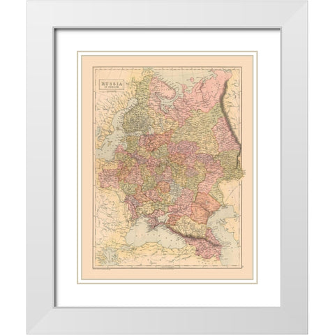 Russia - Black 1867 White Modern Wood Framed Art Print with Double Matting by Black