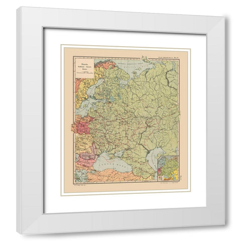 Russia - Streit 1913 White Modern Wood Framed Art Print with Double Matting by Streit