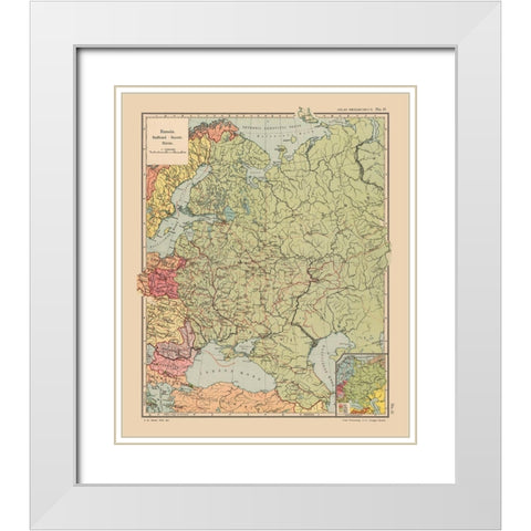 Russia - Streit 1913 White Modern Wood Framed Art Print with Double Matting by Streit