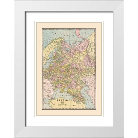 Russia - Cram 1888 White Modern Wood Framed Art Print with Double Matting by Cram