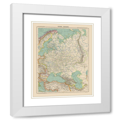 Europe Russia - Schrader 1908 White Modern Wood Framed Art Print with Double Matting by Schrader