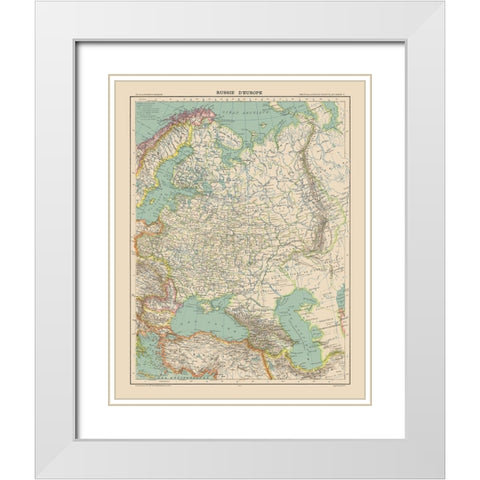 Europe Russia - Schrader 1908 White Modern Wood Framed Art Print with Double Matting by Schrader
