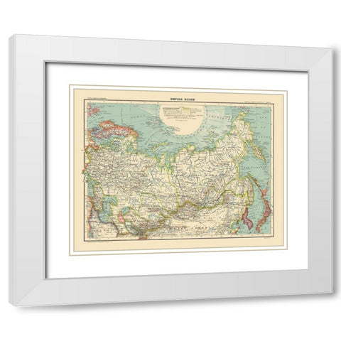 Asia Russian Empire Russia - Schrader 1908 White Modern Wood Framed Art Print with Double Matting by Schrader