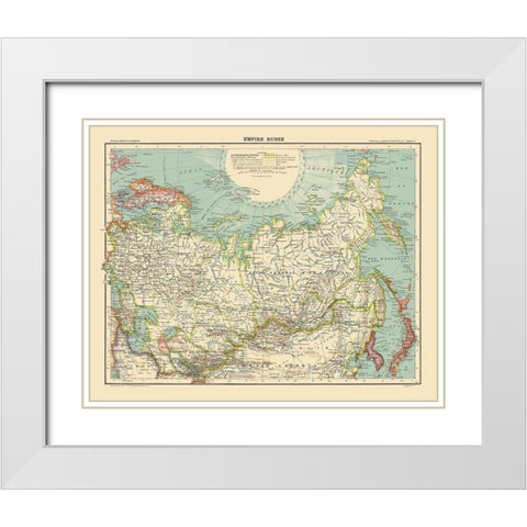 Asia Russian Empire Russia - Schrader 1908 White Modern Wood Framed Art Print with Double Matting by Schrader