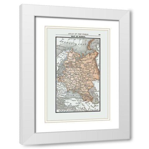 Russia - Alden 1886 White Modern Wood Framed Art Print with Double Matting by Alden