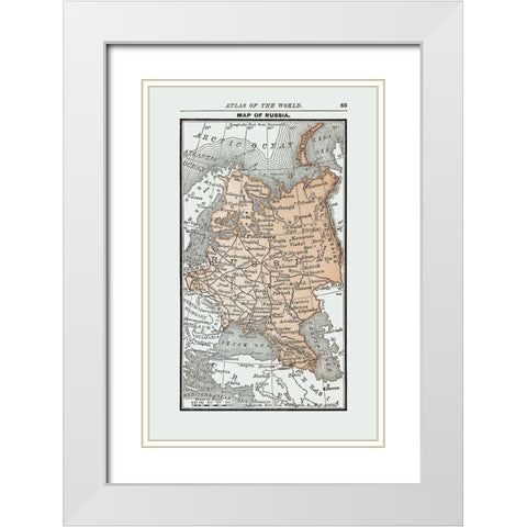 Russia - Alden 1886 White Modern Wood Framed Art Print with Double Matting by Alden