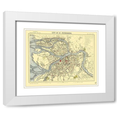 Saint Petersburg Russia Europe - Letts 1883 White Modern Wood Framed Art Print with Double Matting by Letts